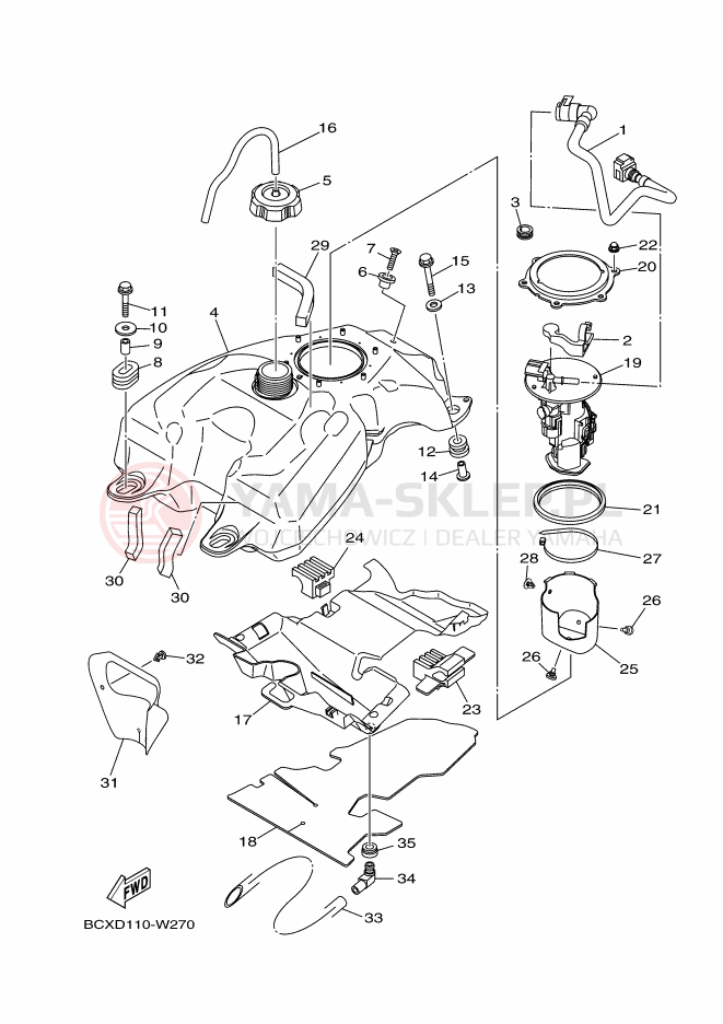Schemat "zbiornik paliwa" do Yamaha YFM700R