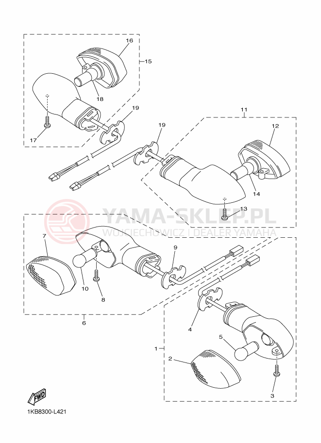 Schemat "kierunkowskazy" do Yamaha YZF-R1