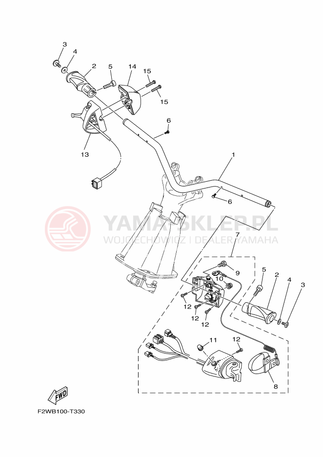 Schemat "Kierownica i osprzęt" do Yamaha VXR