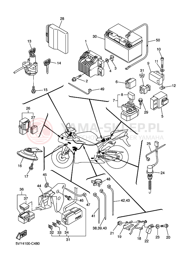 Schemat "układ elektryczny" do Yamaha YZF-R1 YZF-R1S R1