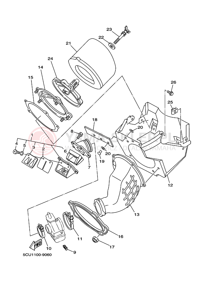 Schemat "Wtrysk paliwa" do Yamaha YZ250