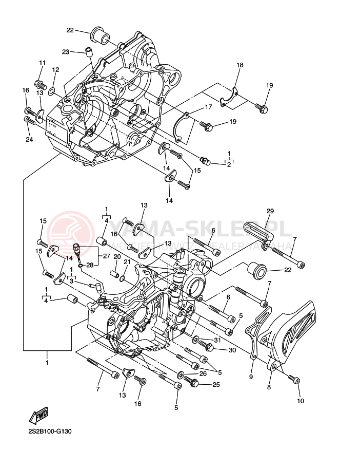Schemat "Pokrywa silnika" do Yamaha YZ450F