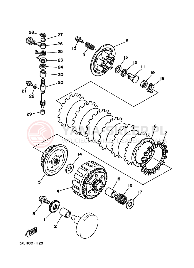 Schemat "sprzęgło" do Yamaha YZ125