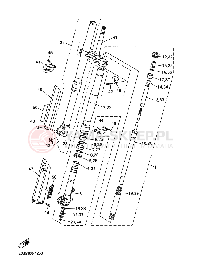Schemat "Amortyzatory przód" do Yamaha YZ426F