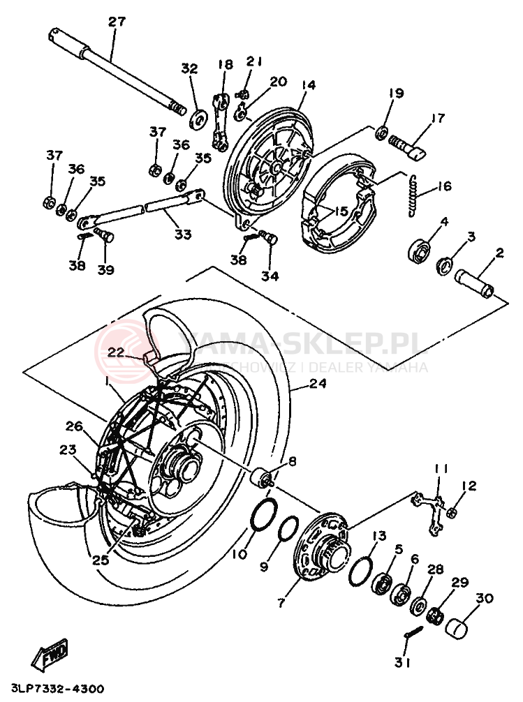Schemat "Koło tył" do Yamaha XV1100 VIRAGO