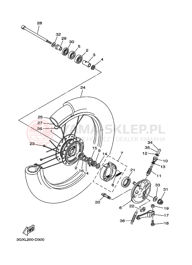 Schemat "Koło przód" do Yamaha AG200F