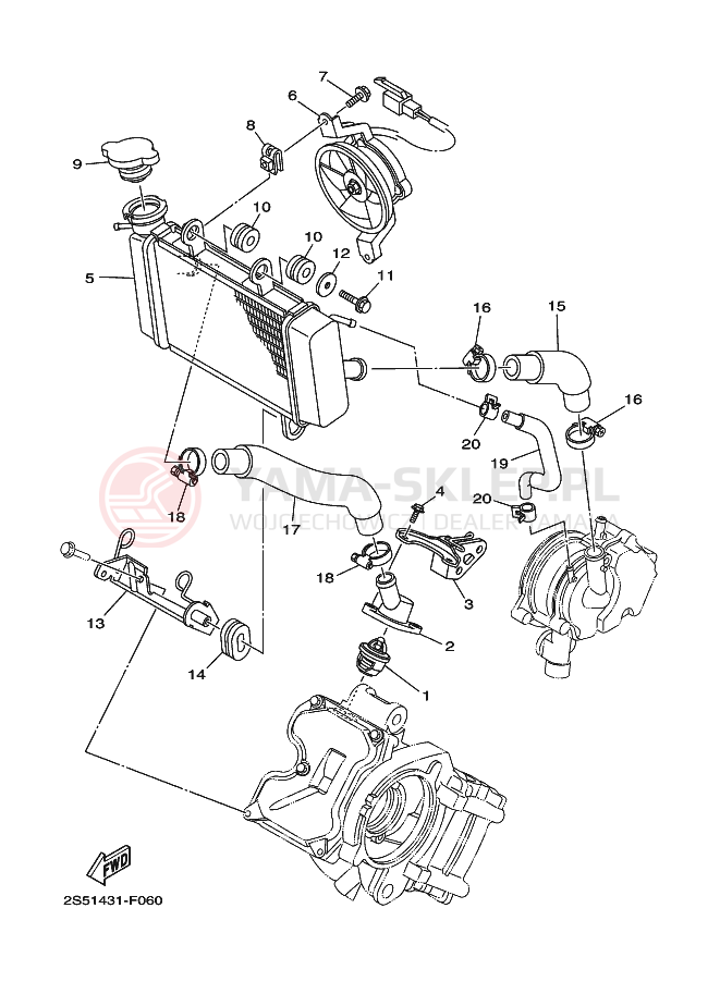 Schemat "Układ chlodzenia" do Yamaha CRYPTON X