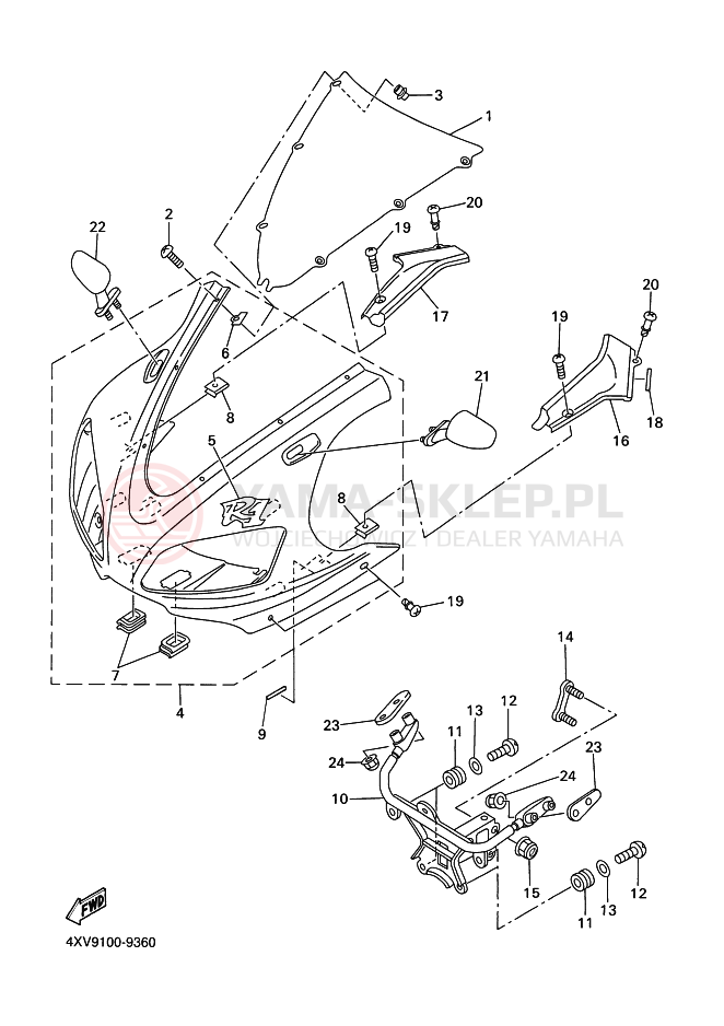 Schemat "elementy nadwozia" do Yamaha YZF-R1 R1