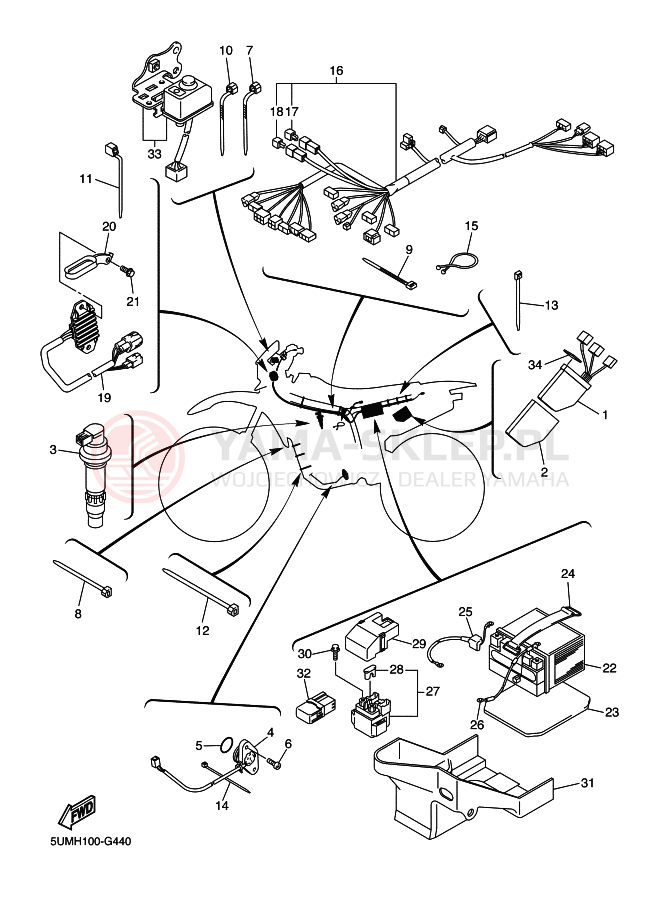 Schemat "układ elektryczny" do Yamaha WR250F