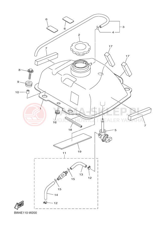 Schemat "zbiornik paliwa" do Yamaha YFZ50