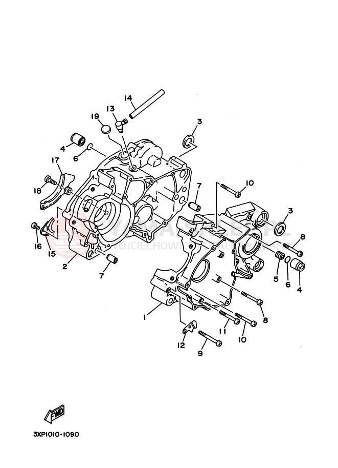 Schemat "Obudowa silnika" do Yamaha WR200R