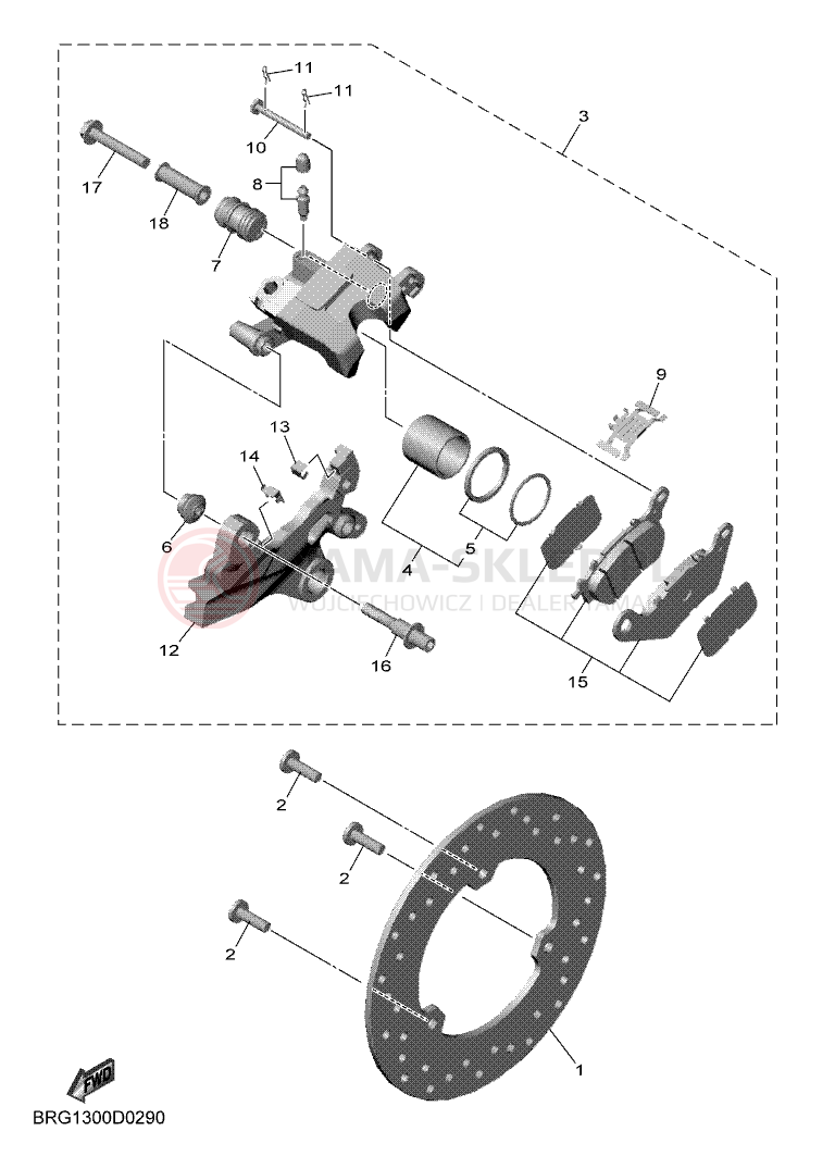 Schemat "Zacisk hamulcowy tylny" do Yamaha MT-03