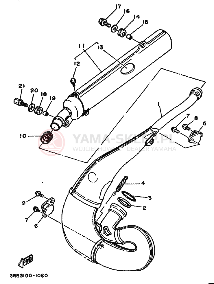 Schemat "Wydech końcowy" do Yamaha WR250Z