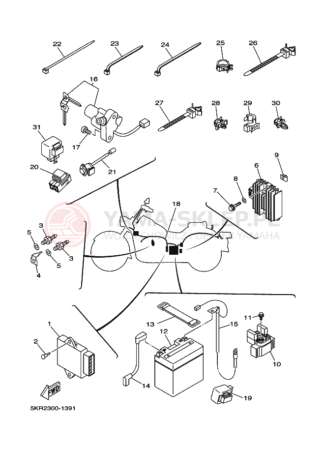 Schemat "układ elektryczny" do Yamaha XVS250