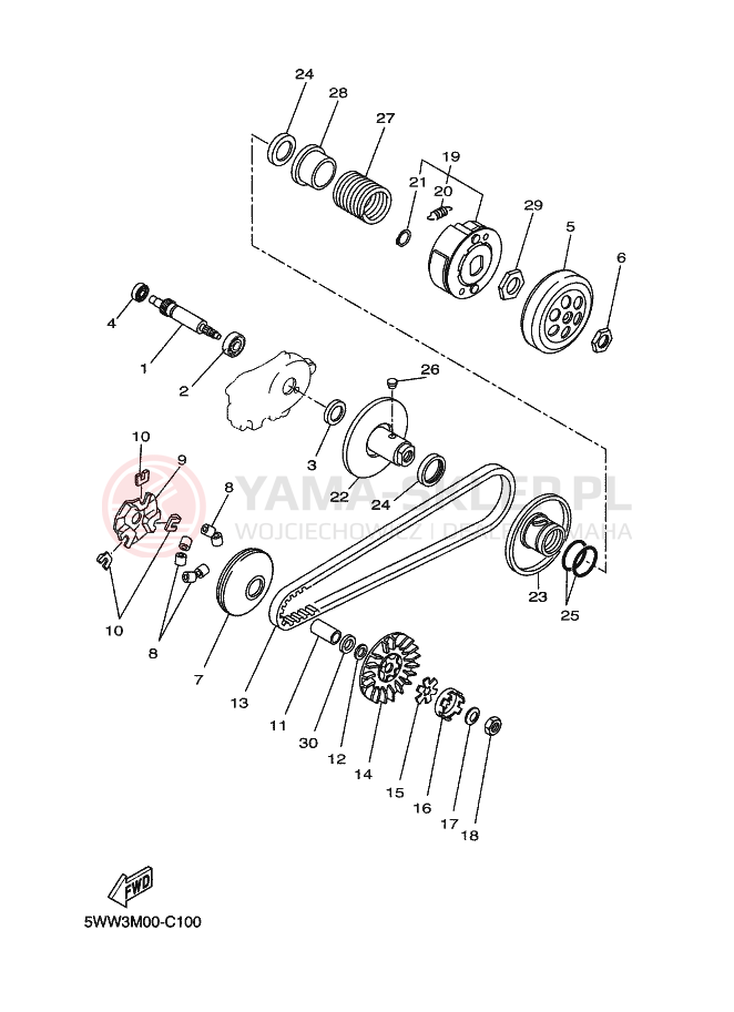Schemat "sprzęgło" do Yamaha BWS NEXT GENERATION