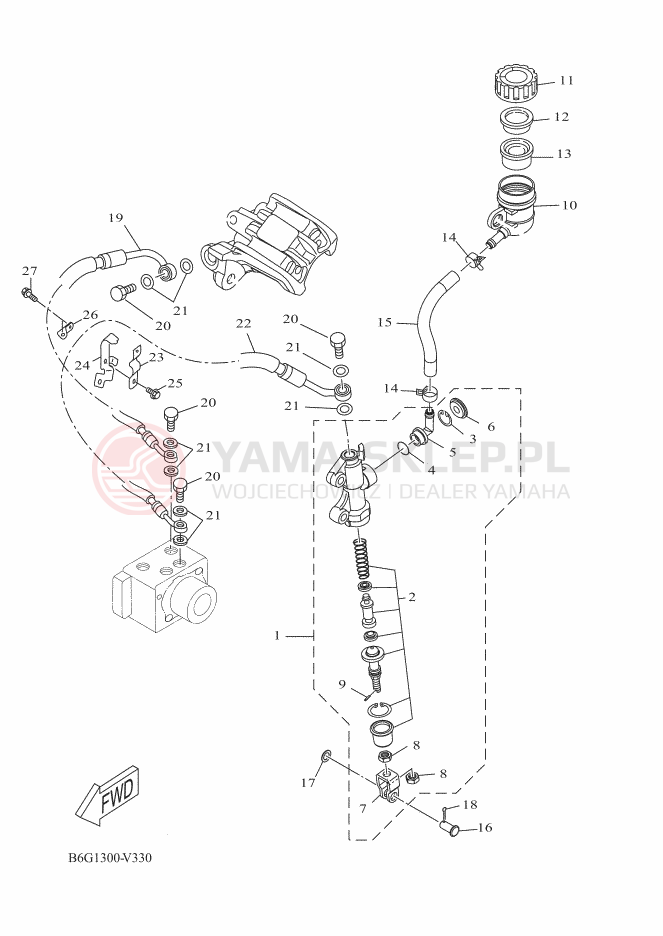 Schemat "Pompa hamulcowa tył" do Yamaha MT-125