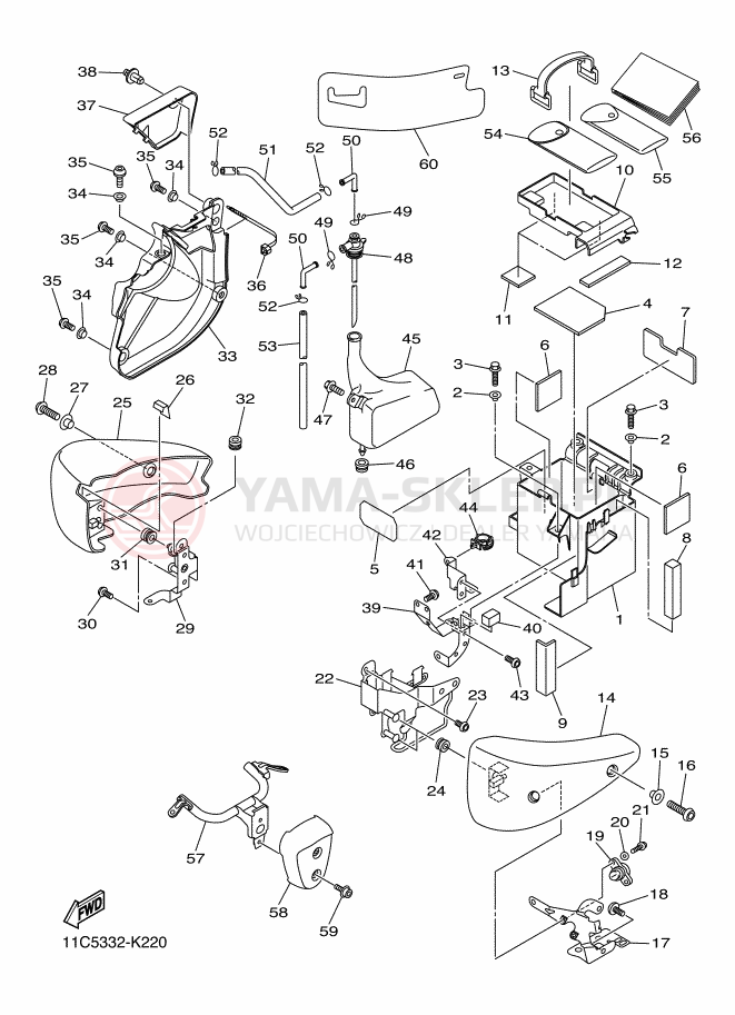 Schemat "Pokrywa boczna" do Yamaha XVS1300A