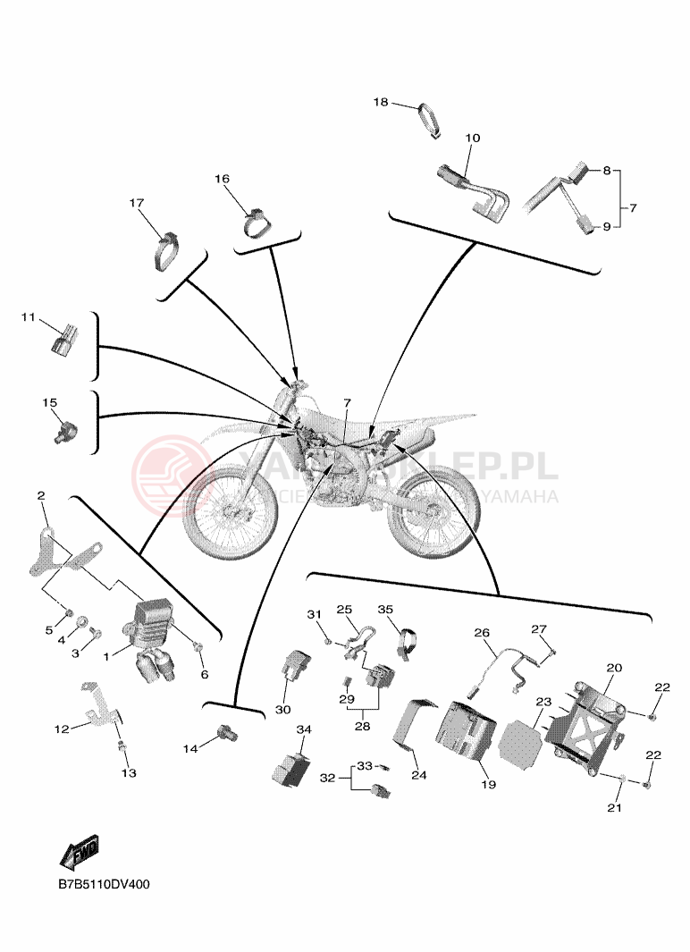 Schemat "układ elektryczny" do Yamaha YZ250F