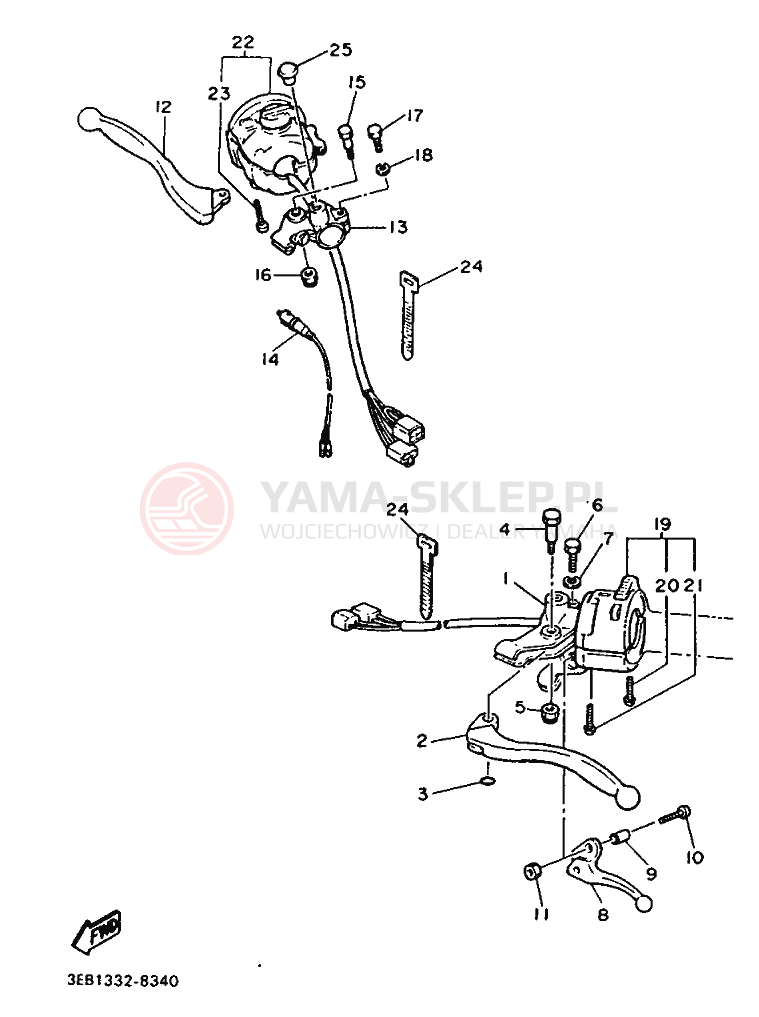 Schemat "Kierownica i osprzęt" do Yamaha SR500