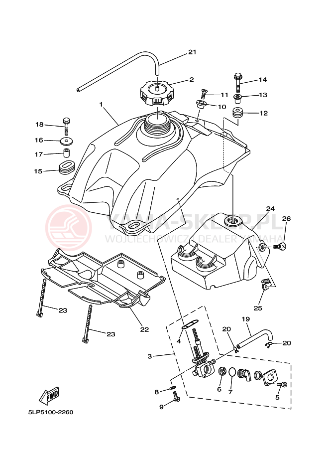 Schemat "zbiornik paliwa" do Yamaha RAPTOR 660