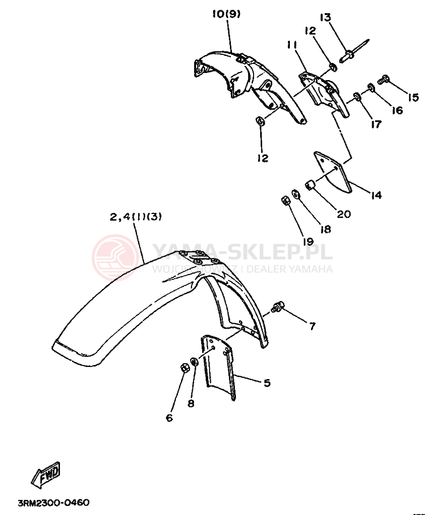 Schemat "Zawieszenie przód" do Yamaha DT125R