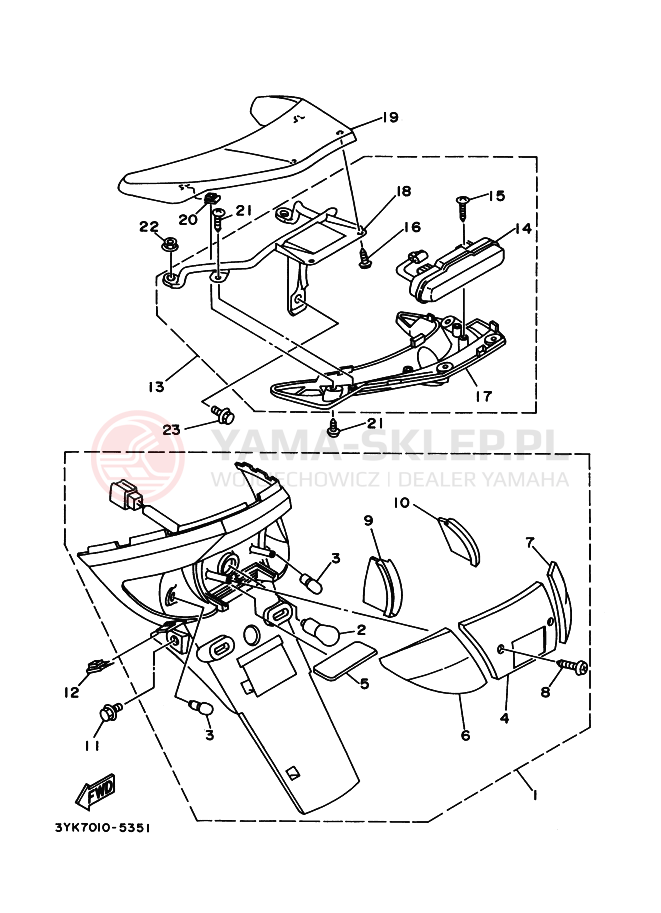 Schemat "Oświetlenie tył" do Yamaha YG50Z JOG Z