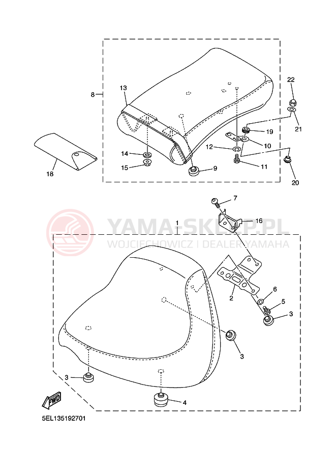 Schemat "siedzenie" do Yamaha XVS1100 XVS11RC V STAR 1100