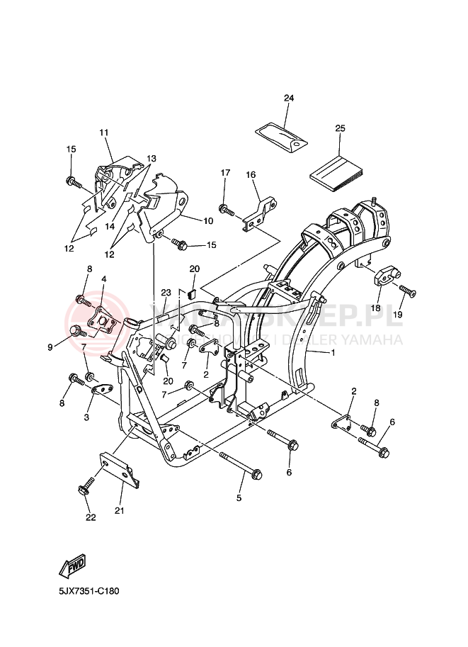 Schemat "rama" do Yamaha XVS125 DRAGSTAR