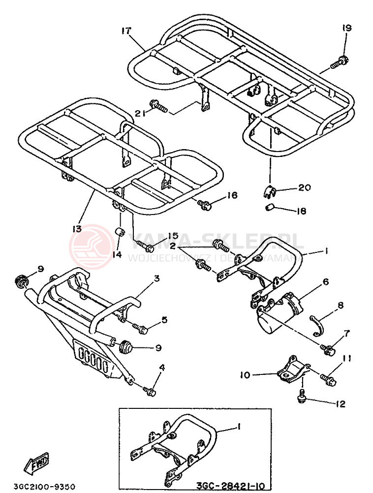 Schemat "RAMIĘ STERUJĄCE" do Yamaha MOTO 4 - 200 DX