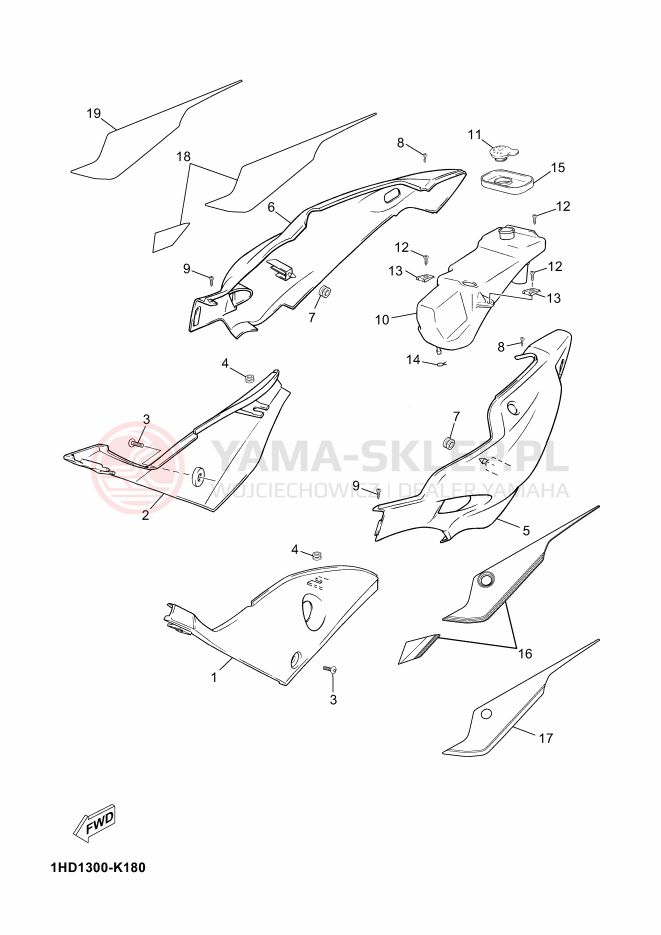 Schemat "Pokrywa boczna" do Yamaha TZR 50