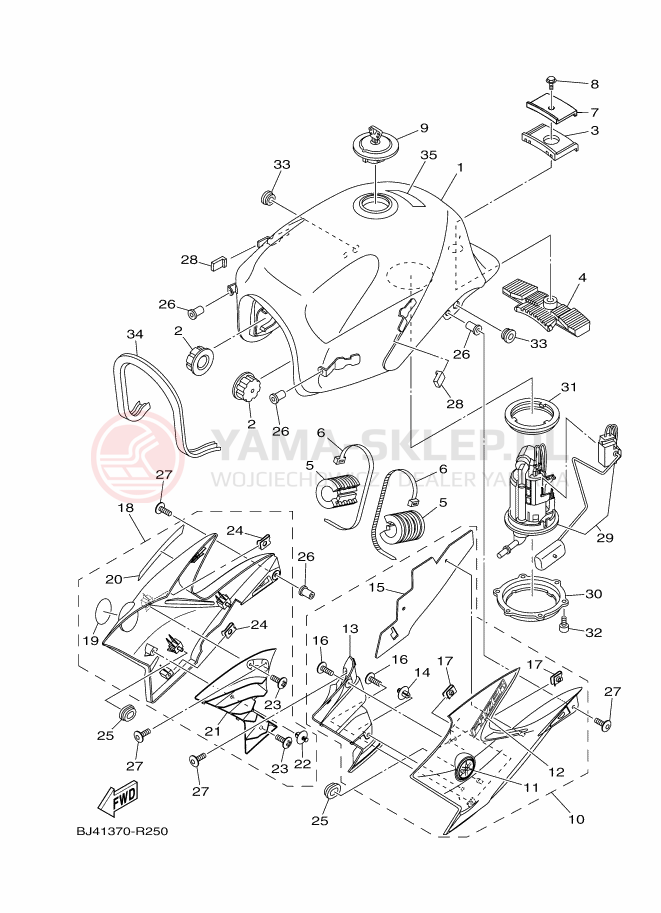 Schemat "zbiornik paliwa" do Yamaha YS250