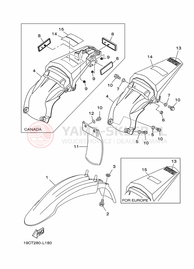 Schemat "błotnik" do Yamaha TT-R125LWE