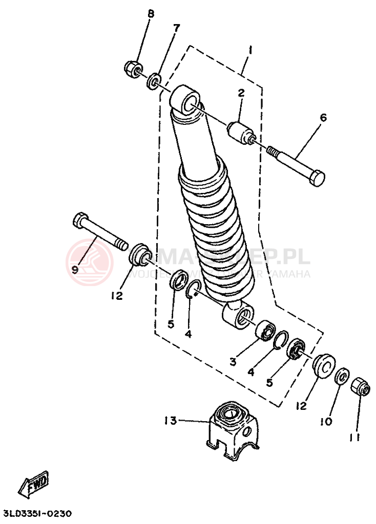 Schemat "zawieszenie tył" do Yamaha XTZ750 SUPERTENERE