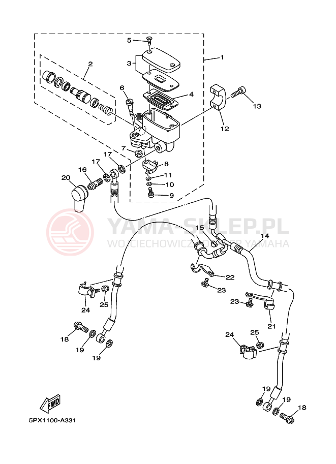 Schemat "Pompa hamulcowa przednia" do Yamaha XV1700PC XV17PCT ROADSTAR WARRIOR