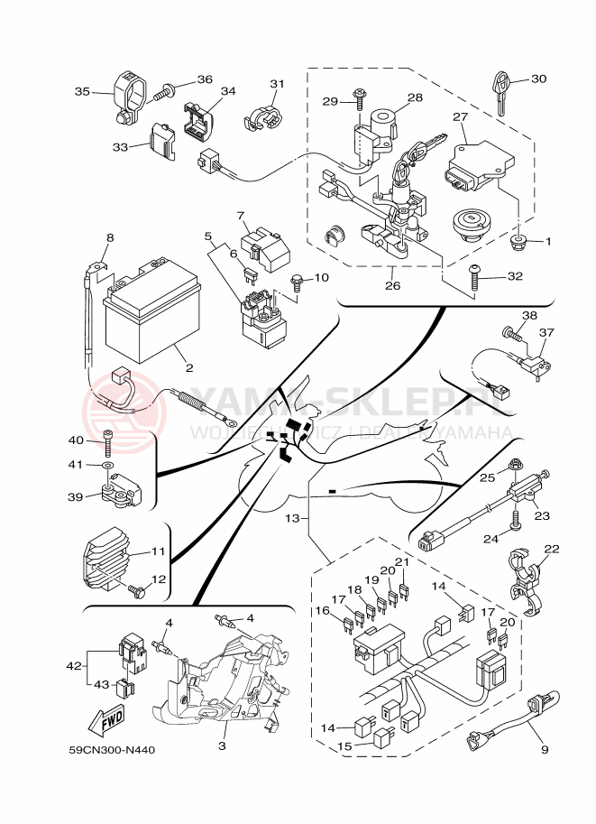 Schemat "układ elektryczny" do Yamaha XP500A