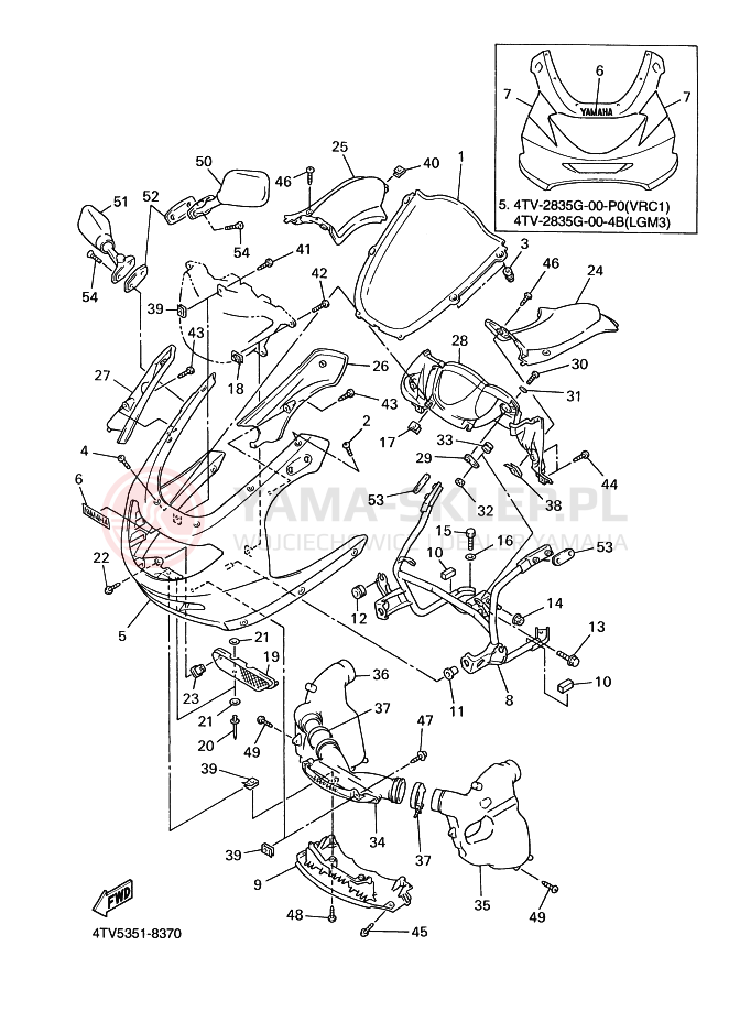 Schemat "elementy nadwozia" do Yamaha YZF600R THUNDERCAT