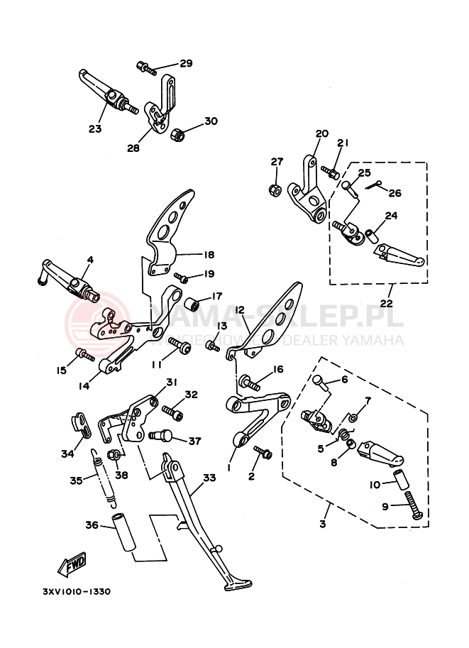 Schemat "Stopka postojowa i podnóżki" do Yamaha TZR250R