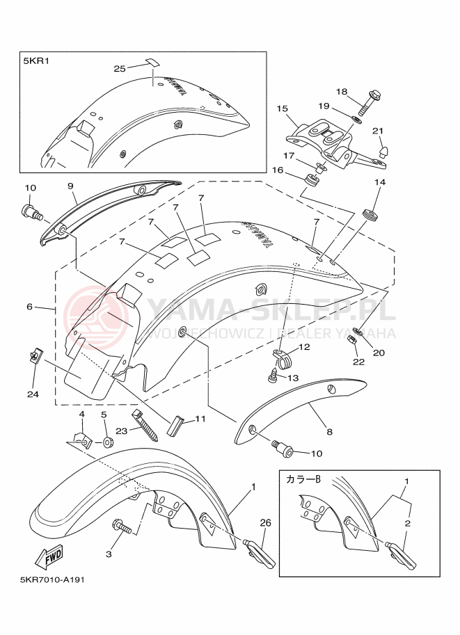 Schemat "błotnik" do Yamaha XVS250 DRAGSTAR