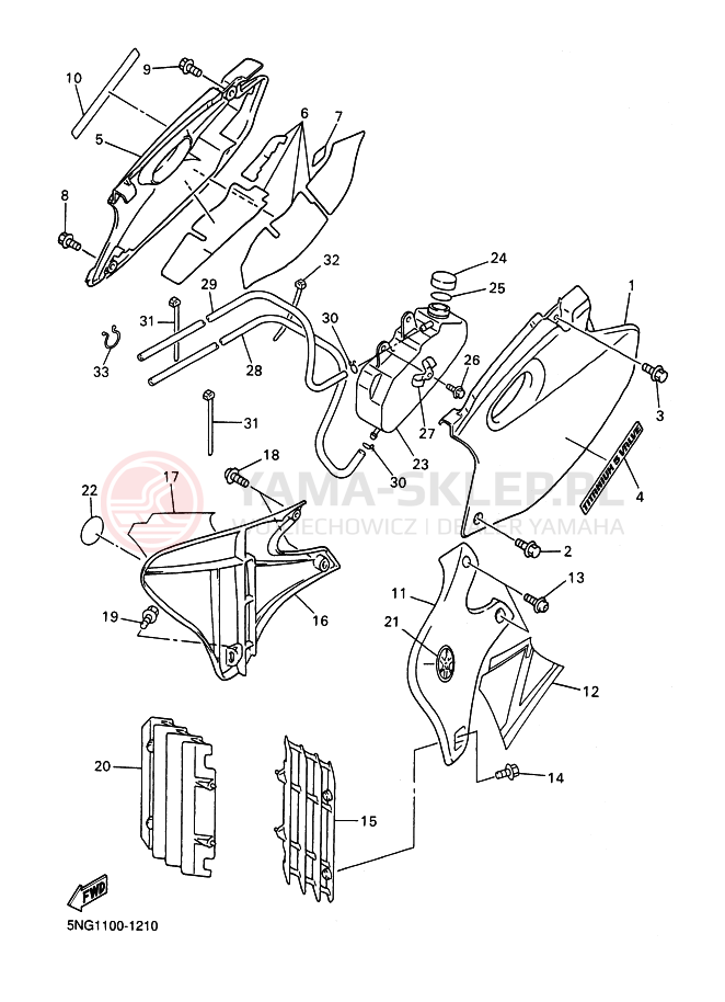 Schemat "Pokrywa boczna" do Yamaha WR400F