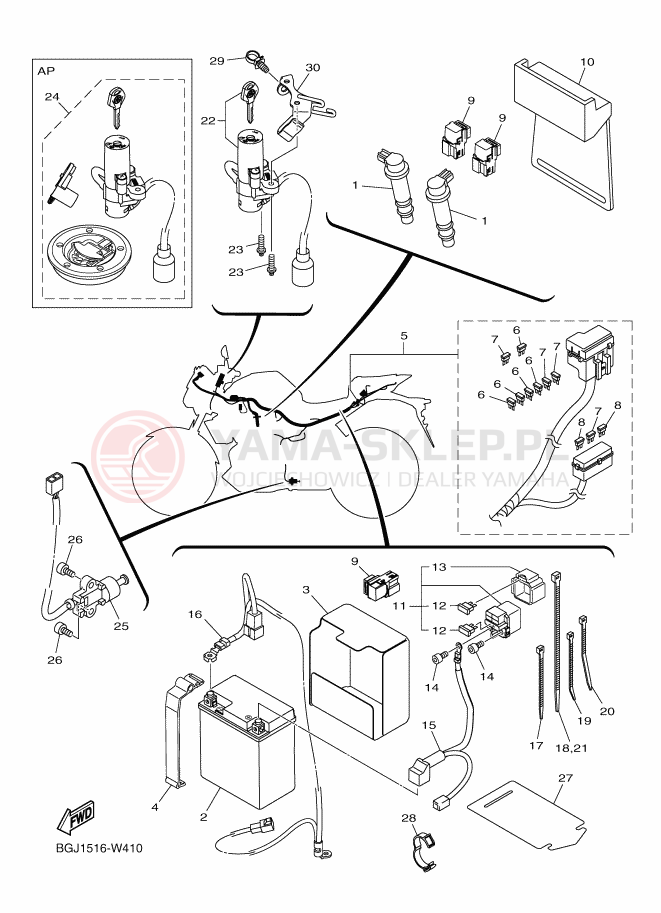 Schemat "układ elektryczny" do Yamaha MT-03