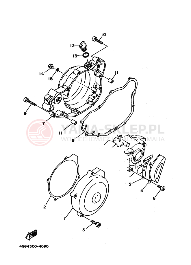 Schemat "Pokrywa silnika" do Yamaha TY250Z