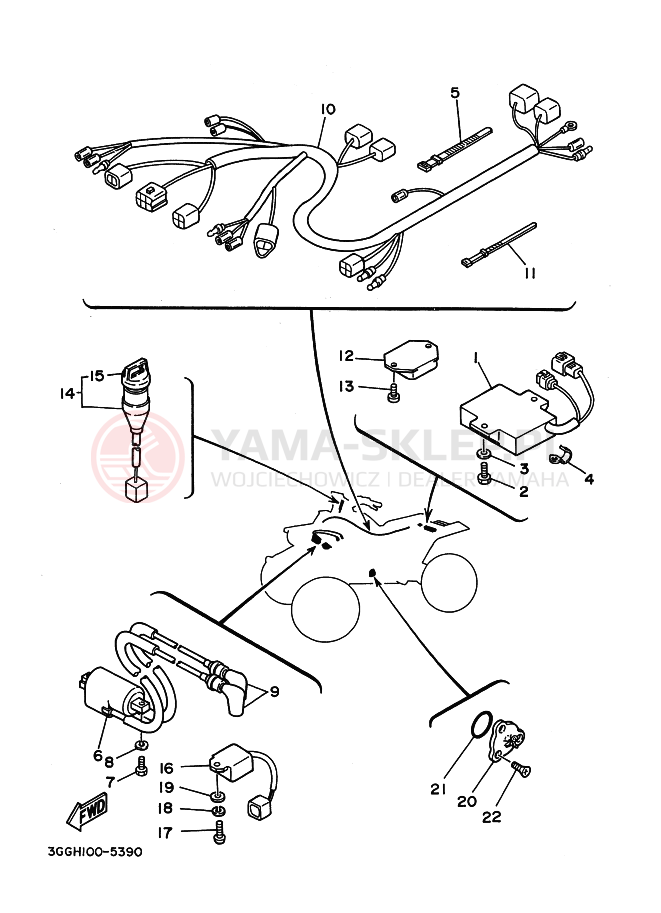 Schemat "układ elektryczny" do Yamaha YFZ350
