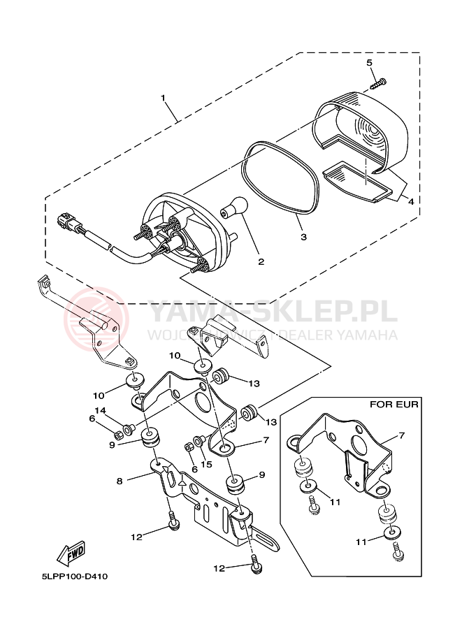 Schemat "Oświetlenie tył" do Yamaha YFM660RT