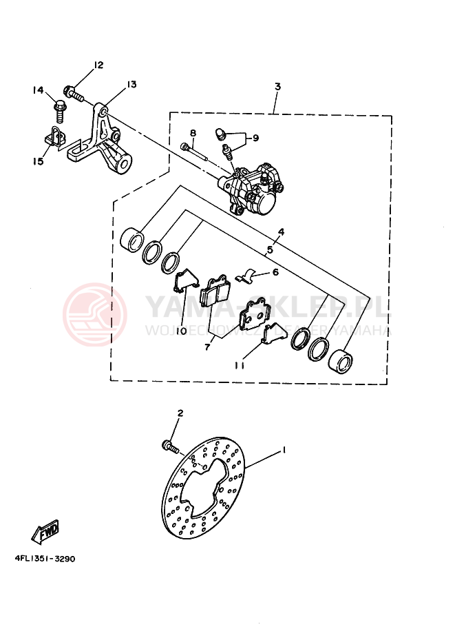 Schemat "Zacisk hamulcowy tylny" do Yamaha TZR125