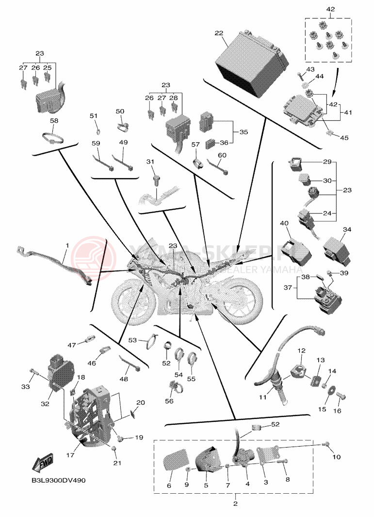 Schemat "układ elektryczny" do Yamaha YZF-R1