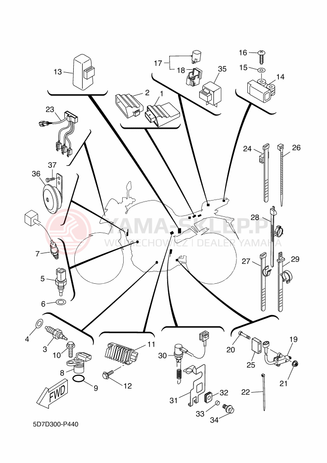 Schemat "układ elektryczny" do Yamaha YZF-R125