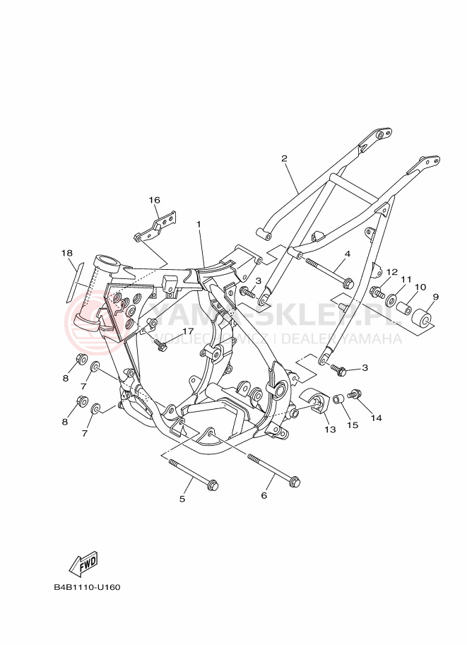 Schemat "rama" do Yamaha YZ85LW