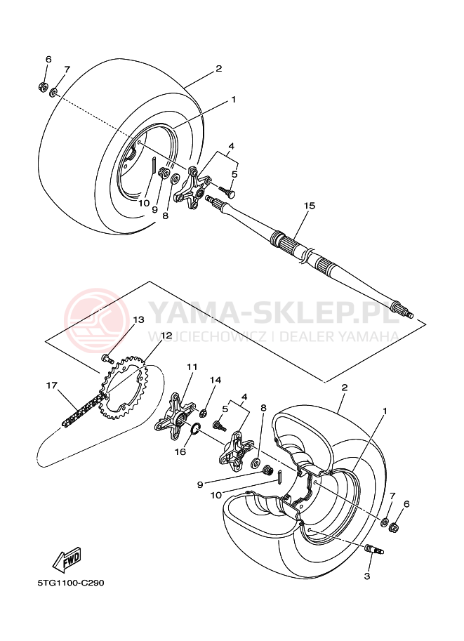 Schemat "Koło tył" do Yamaha YFZ450