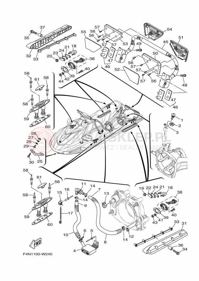 Schemat "HULL & DECK" do Yamaha VX1050A-X