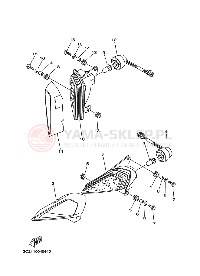 Schemat "Lampa przód" do Yamaha WOLVERINE 4WD